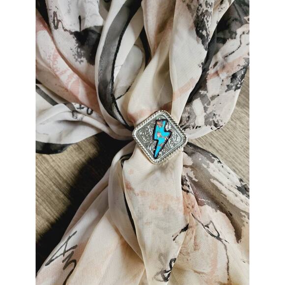 Lighting bolt scarf slide, western concho slide, wild rag slides,  bandana slide - Picture 2 of 4